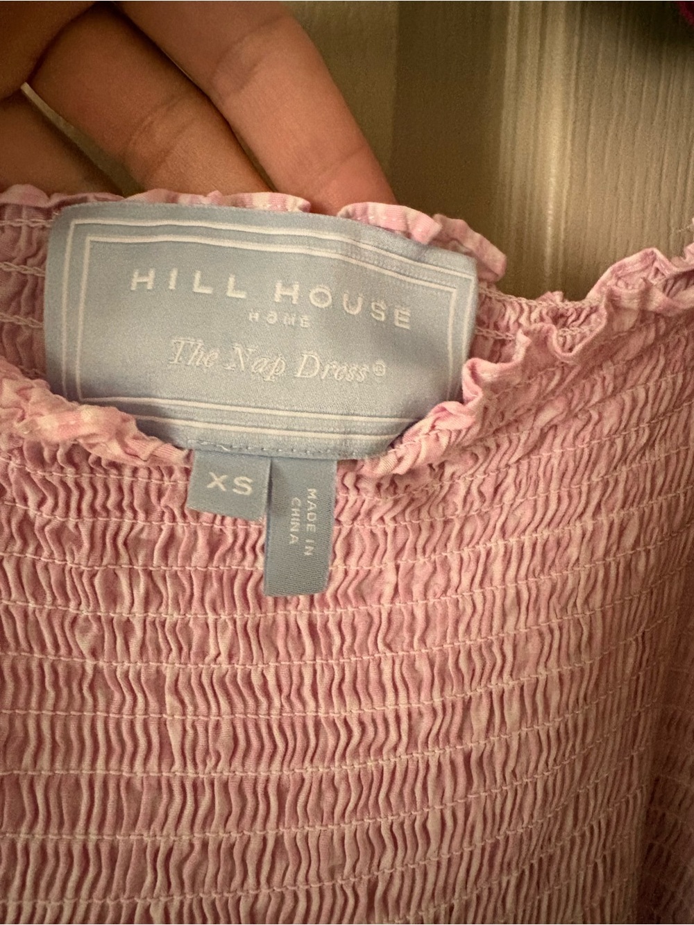 Hill House women’s xs  Pink Shirred mini Nap Dress